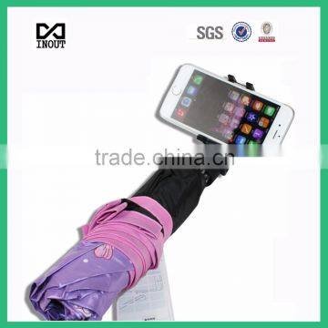 UV resistance 3 folding selfie clamp stick special use unique design umbrella