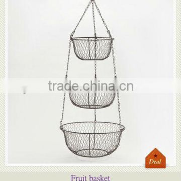 3 Tier hanging iron round fruits baskets