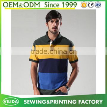Wholesale factory price 100% cotton embroidered logo men stripe polo t shirt