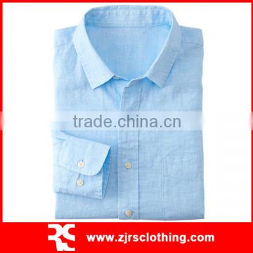 Mens Linen Cotton Casual Shirt Long Sleeve Shirt with Pocket