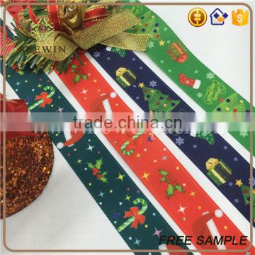 wired printed christmas gift ribbon
