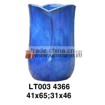Vietnam Pattern Ceramic Blue Outdoor Flower Vase For Wholesalers