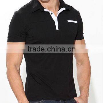 Fashion body slim fit men's polo shirt , hot selling OEM black men polo shirts