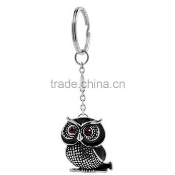 Unique Stainless Steel Animal Night Owl Charm Pendant Key Chain Key Holder Key Ring