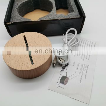 Good Quality 4mm Slot Usb touch control Wood Led Base For 3d Illusion acrylic Lamp