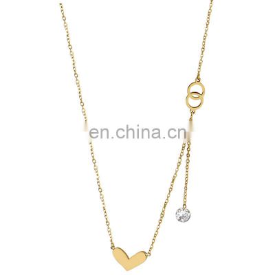 good price  Stainless Steel Gold Plated Adjustable Collarbone Chain For Mother's Day Peach Shape Small Love Heart Necklace