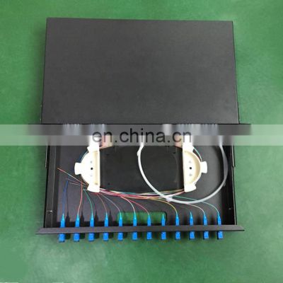 cold rolled steel material 12 core fiber patch panel with adapter  sc upc sm dx fiber optic patch cord adapter