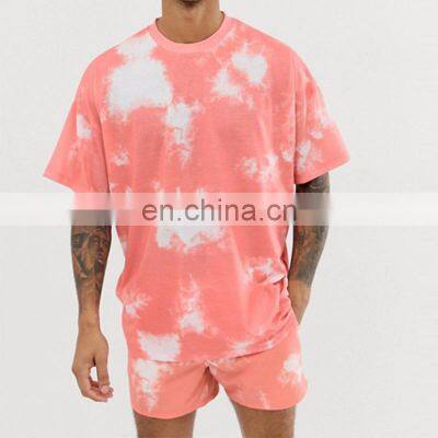 2021 Short Sleeve Cotton T Shirt Tie Dye Fashion Fitness Shirt With Shorts