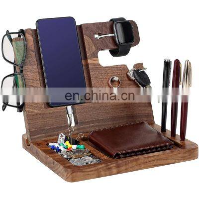 Multi-functional ebony wooden desktop cell phone holder,nightstand with key holder craft