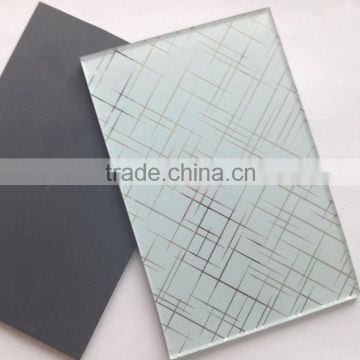 5mm decorative back coated colored golden year acid etched glass