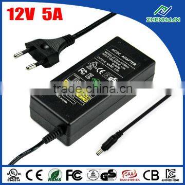 Power adapter 12V 5A UL adapter for cctv/led/lightings power supply 12 volt 5 amps