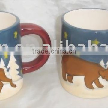 hand painted ceramic mug with Xmas design