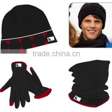 adult's promotional customized superfine polar fleece hat,scarf,glove set with printing logo