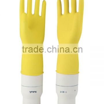 Yellow Dipped Flocklined Nitrile Household Gloves