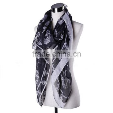 custom latest design new fashion lady skull silk scarf
