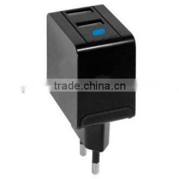 Dual USB port travel charger with Intelliegent charging IC 3.1A output