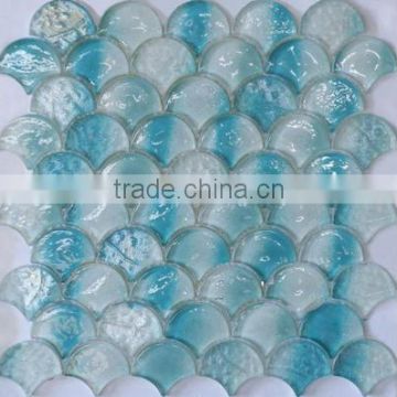 Fan-shaped crystal glass Mosaic tile of bathroom (PMGA042)
