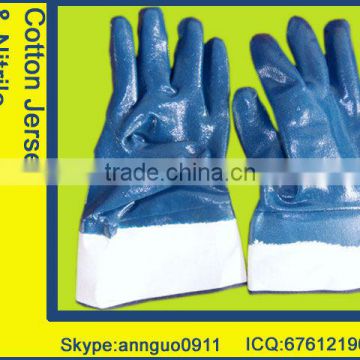 100% cotton jersey lining nitrile coated gloves,smooth finish