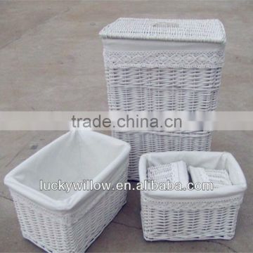 wholesale white wicker laundry basket with handle