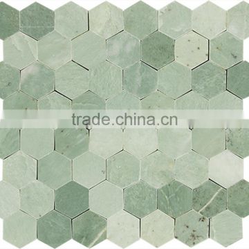MM-CV262 Hot selling floor decoration natural stone green marble hexagon floor mosaics tile