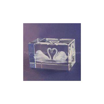 3D Laser Swans Crystal Block Gifts