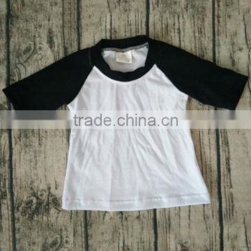 Lovely Girls Cotton black with white raglan T-shirts latest formal shirt designs for baby