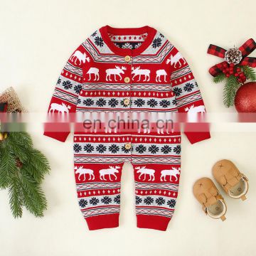 RTS  Infant Toddler Deer Romper Christmas Bodysuit Winter Jumpsuits