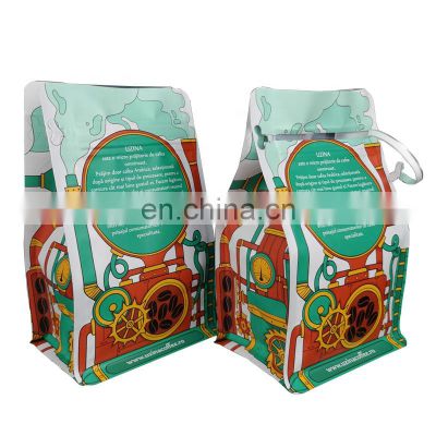 Wholesale custom alu foil flat bottom packaging 250g matte plastic coffee pouch stand up coffee beans bag with valve and zipper