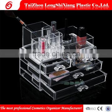 2016 Newest Taizhou Longshixiang factory fashional PS makeup boxes transparent cosmetic organizer