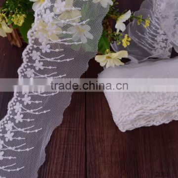 cotton and nylon net embroidery lace trimming
