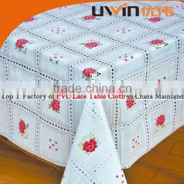 pvc printed red rose pretty patterns vinyl tablecloths wedding