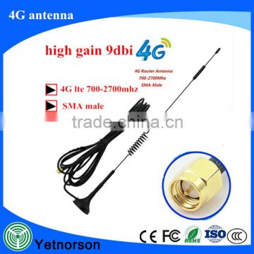 9dbi 4G LTE Antenna huawei 3g 4g lte Aerial 698-960/1700-2700Mhz with magnetic base CRC9 /TS9/SMA