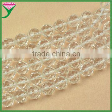 High quality 14mm round faceted gemstone white natural rock crystal beads strand
