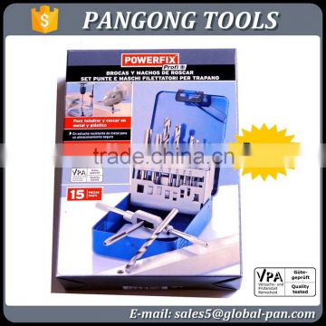 HOT ! ! ! 15pcs tap and drill set with patent hand tools