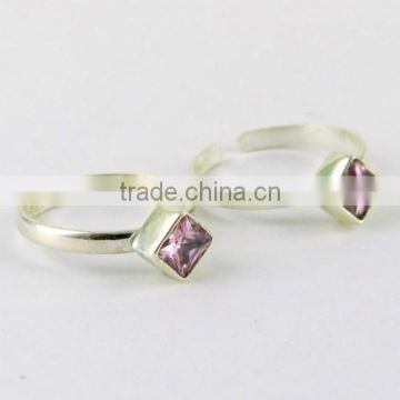 Baby !! Pink CZ 925 Sterling Silver Free Size Toe Ring, Indian Wholesaler Silver Jewelry, Unique Silver Jewelry