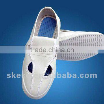 White pvc leather 4 holes antisatic shoes