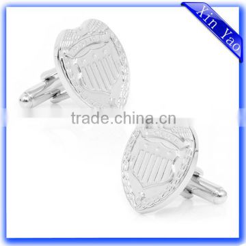Factory promotion custom engraved brass silver cufflink for sale