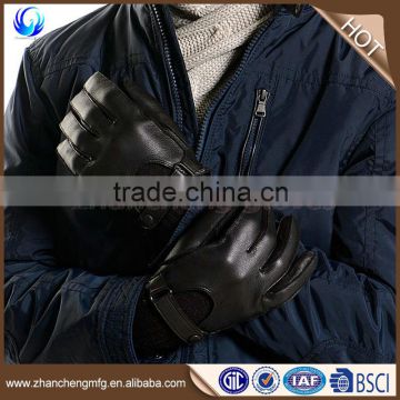 Cheap mens wool lined deerskin B grade leather gloves for touch screen