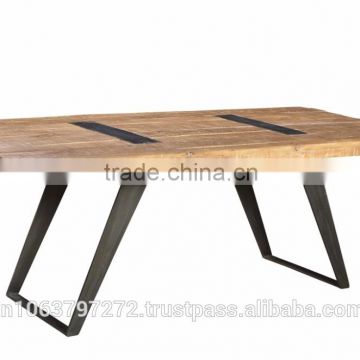 Small Dining table With Mango Wood Top and Iron Metal Base