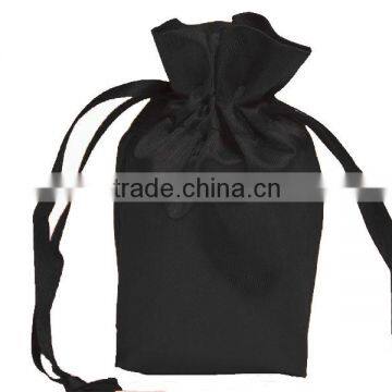 6 inch x 9 inch black wholesale satin dust bag with drawstring close