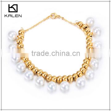 Kalen stainless steel gold pearl handmade bracelet jewelry kits design for girls