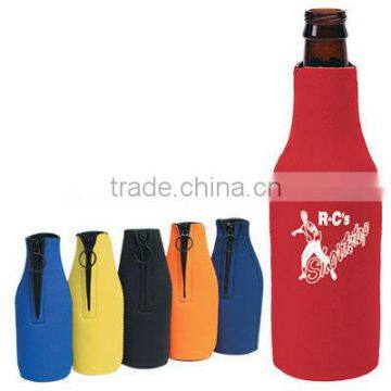 Custom logo zipper insulated neoprene beer bottle cooler