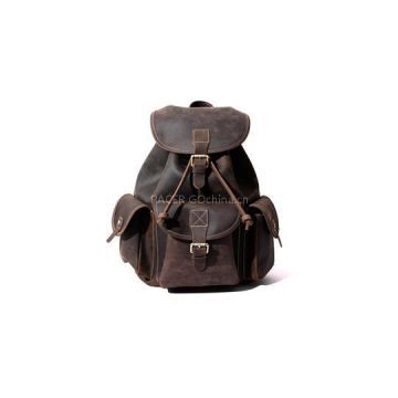 Crazy Horse Leather-Like Vintage Women\'s Backpack School Bag