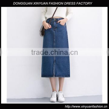 Wholesale Ladies Long Skirts Casual Split Denim A-line Skirts,Hot Sale Fashion Long Denim A-line Skirt for Ladies