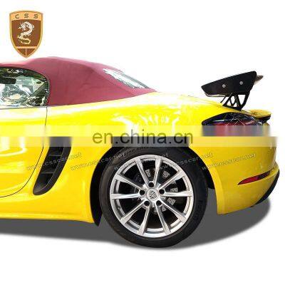 CSS Design Carbon Fiber Material GT4 Rear Wing Spoiler For Cayman Boxster 718 Perfect Fitment