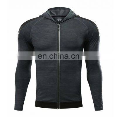 Wholesale custom men's casual long-sleeved hooded casual sports cardigan zipper jacket Amazon workout clothes