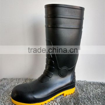 pvc safety rain boots for industry with steel toe and steel plat