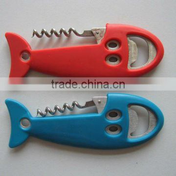 fish shape silicone bottle opener with stainless steel