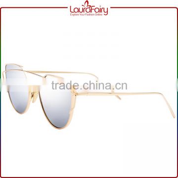 Laura Fairy Custom Promotional Uv400 CE Double Bridge Golden Frame Gray Lens Sunglasses                        
                                                Quality Choice
