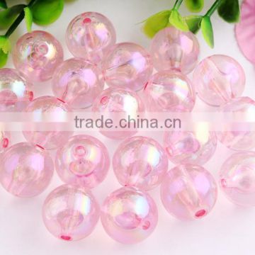 Pink Color Bulk Price 10MM to 20MM Stock Round Acrylic AB Effect Transparent Beads for Chunky Necklace Wholesales
